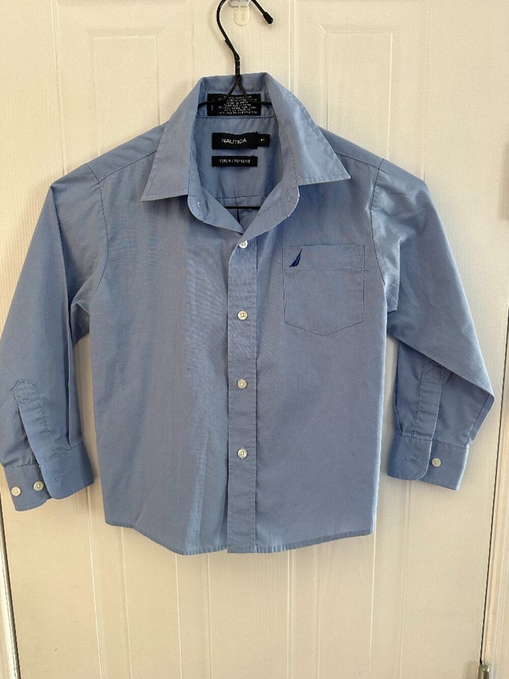 Nautica Boys Blue Poplin Long Sleeve Button-Down Shirt